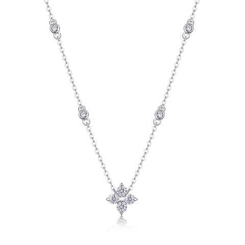 Sweetheart Halo 2-Carat Moissanite Pendant Necklace in Sterling Silver