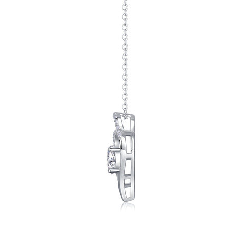 1-Carat Moissanite Heart Pendant Necklace in Sterling Silver
