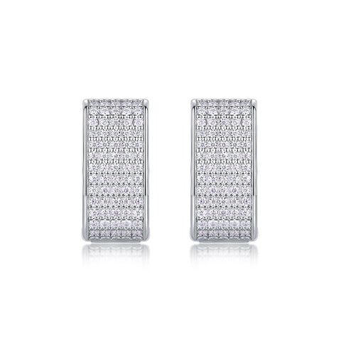 Luxury Moissanite Stud Earrings in S925 Silver Elegant Square Hoop Design