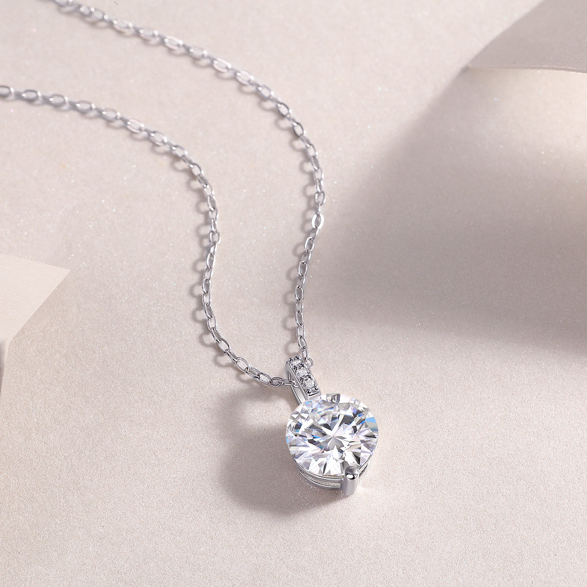 2-Carat Moissanite Pendant Necklace in S925 Sterling Silver with Platinum Plating