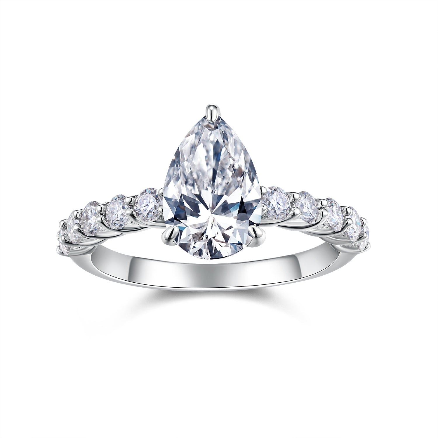 Moonlight Water Drop Moissanite Ring in S925 Sterling Silver Pear-Shaped Fashion Jewelry