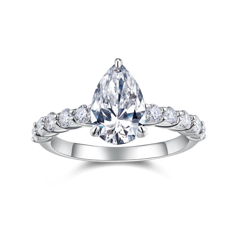 Moonlight Water Drop Moissanite Ring in S925 Sterling Silver Pear-Shaped Elegant Design - 5