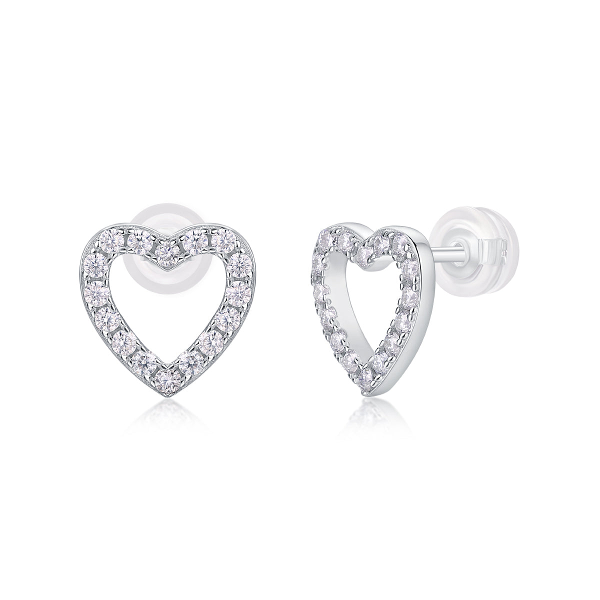 S925 Sterling Silver Heart-Shaped Moissanite Stud Earrings Trendy Fashion Jewelry