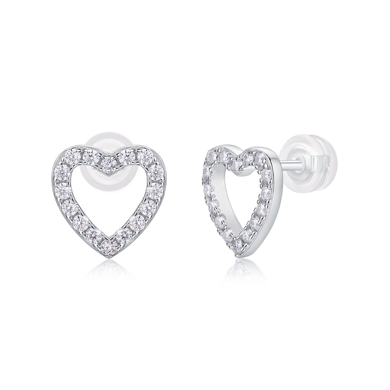 S925 Sterling Silver Heart-Shaped Moissanite Stud Earrings Modern Elegant Design - 1