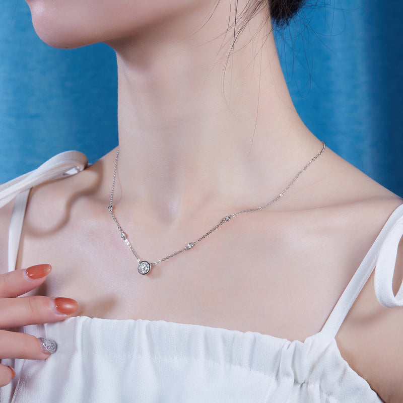 1-Carat Moissanite Pendant Necklace in S925 Sterling Silver with Platinum Plating - 6
