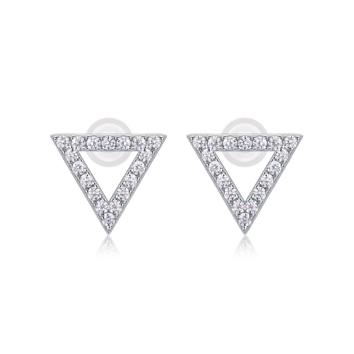 Moissanite S925 Sterling Silver Triangle Stud Earrings Platinum-Plated Fashion Jewelry