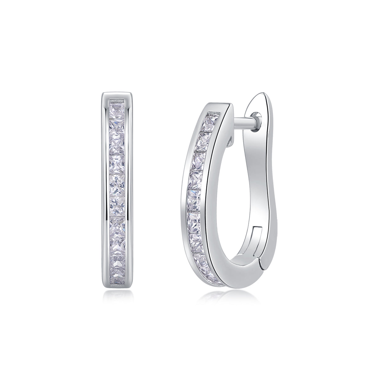 S925 Sterling Silver Moissanite Hoop Earrings Set Elegant Platinum-Plated Studs