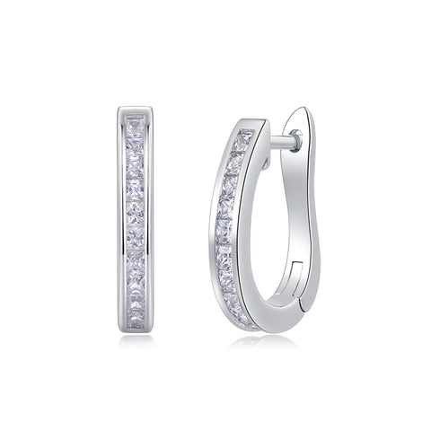 S925 Sterling Silver Moissanite Hoop Earrings Set Elegant Platinum-Plated Studs