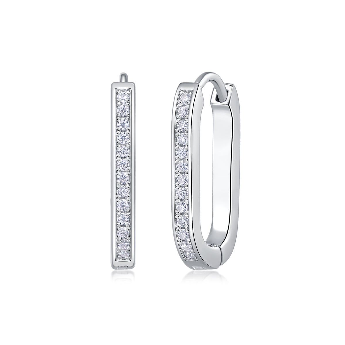 S925 Sterling Silver Moissanite Stud Earrings Elegant Platinum-Plated Hoop Design