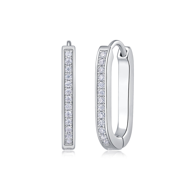 S925 Sterling Silver Moissanite Stud Earrings Elegant Platinum-Plated Hoop Design - 1
