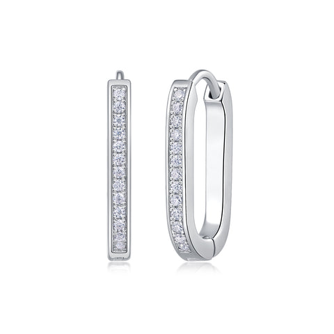 S925 Sterling Silver Moissanite Stud Earrings Elegant Platinum-Plated Hoop Design