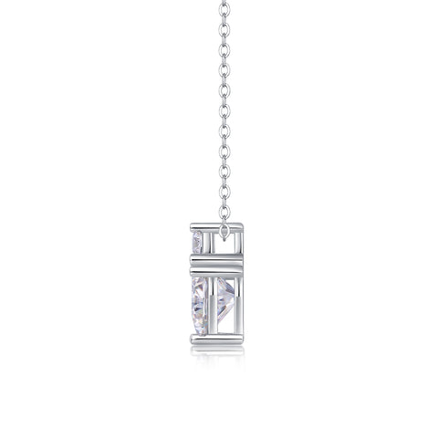 Heart-Shaped Moissanite Pendant Necklace in S925 Sterling Silver with Platinum Plating