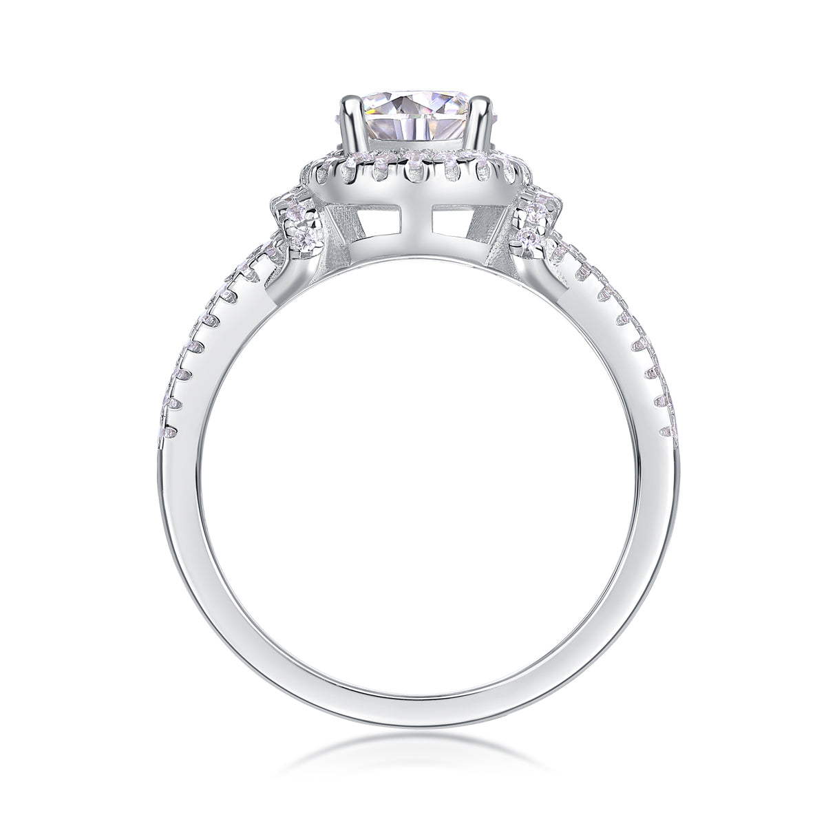 S925 Silver Large Moissanite Wedding Ring Elegant Sparkling Design