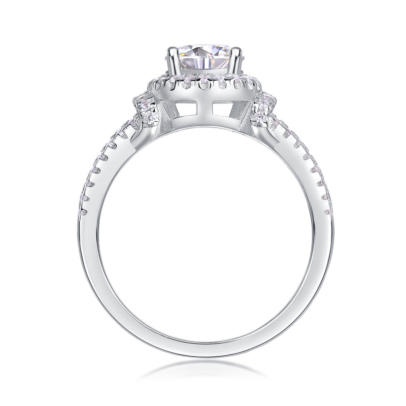 S925 Silver Large Moissanite Wedding Ring Elegant Sparkling Design - 2