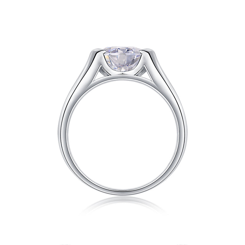 Luxury 2 Carat Moissanite S925 Silver Wedding Ring Modern Elegant Design - 2