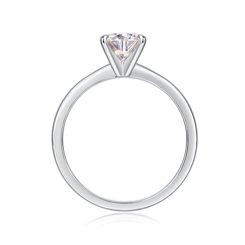 Classic 1 Carat Moissanite Silver Ring Elegant 4 Prong Fine Jewelry