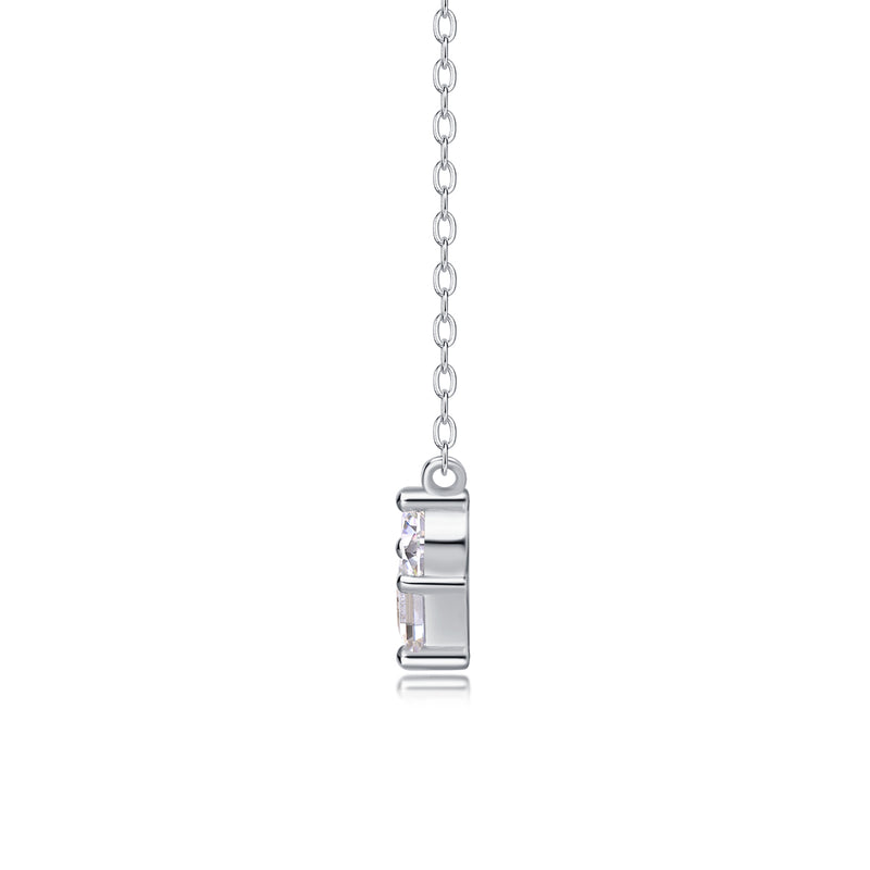 S925 Sterling Silver Square Moissanite Pendant Necklace Fashion Jewelry - 1