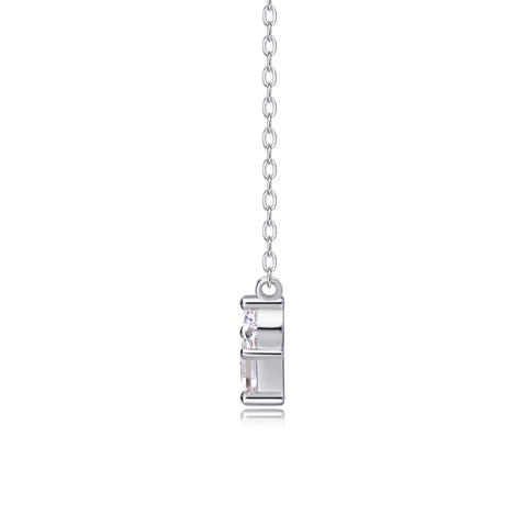 S925 Sterling Silver Square Moissanite Pendant Necklace Fashion Jewelry