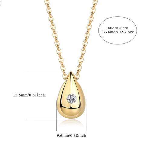 Dreamy Water Drop Moissanite Necklace Pendant in S925 Sterling Silver with Gold Plating