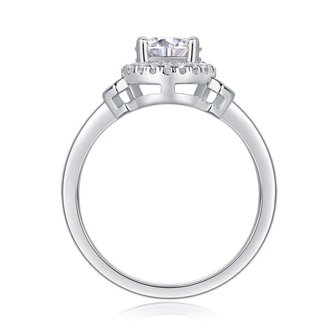 S925 Silver 1-Carat Moissanite Ring with Halo Design