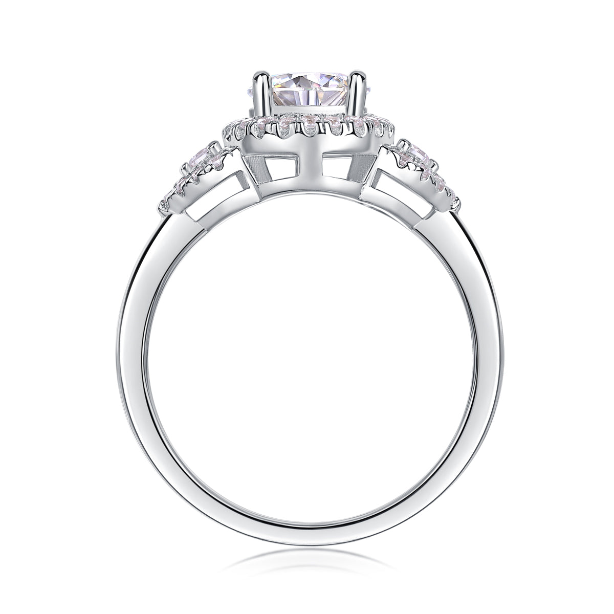 Luxury Moissanite Silver Wedding Ring 1 Carat Large Diamond Style
