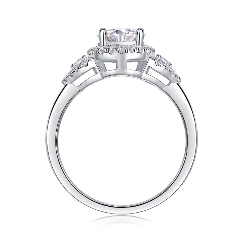 Luxury Moissanite Silver Wedding Ring 1 Carat Large Diamond Style - 4