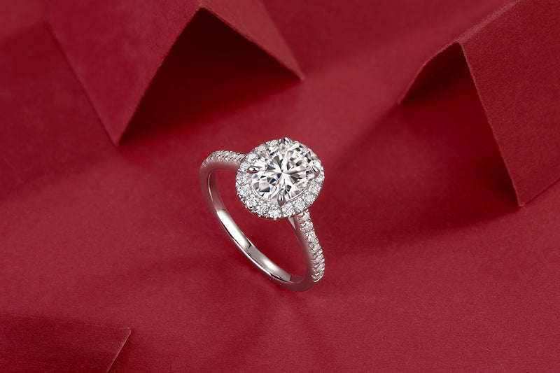 Audrey Large Egg-Shaped Moissanite Sterling Silver Ring S925 Modern Elegant Fine Jewelry - 6