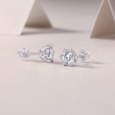 S925 Silver Moissanite Flower Stud Earrings Modern Elegant Fine Jewelry