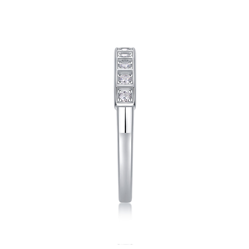 S925 Silver Moissanite Ring Modern Elegant Slim Band - 3