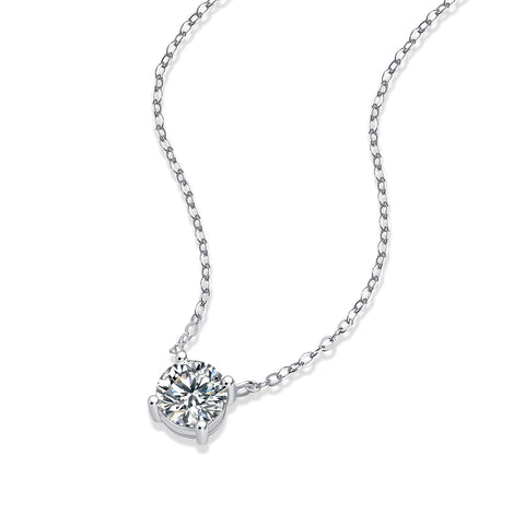 Affordable S925 Sterling Silver Necklace Pendant Set with 1-Carat and 2-Carat Moissanite Diamonds