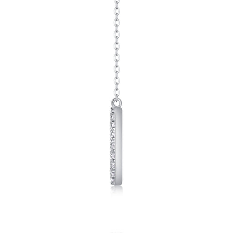 S925 Sterling Silver Moissanite Circle Pendant Necklace 40cm Modern Elegant Fine Jewelry