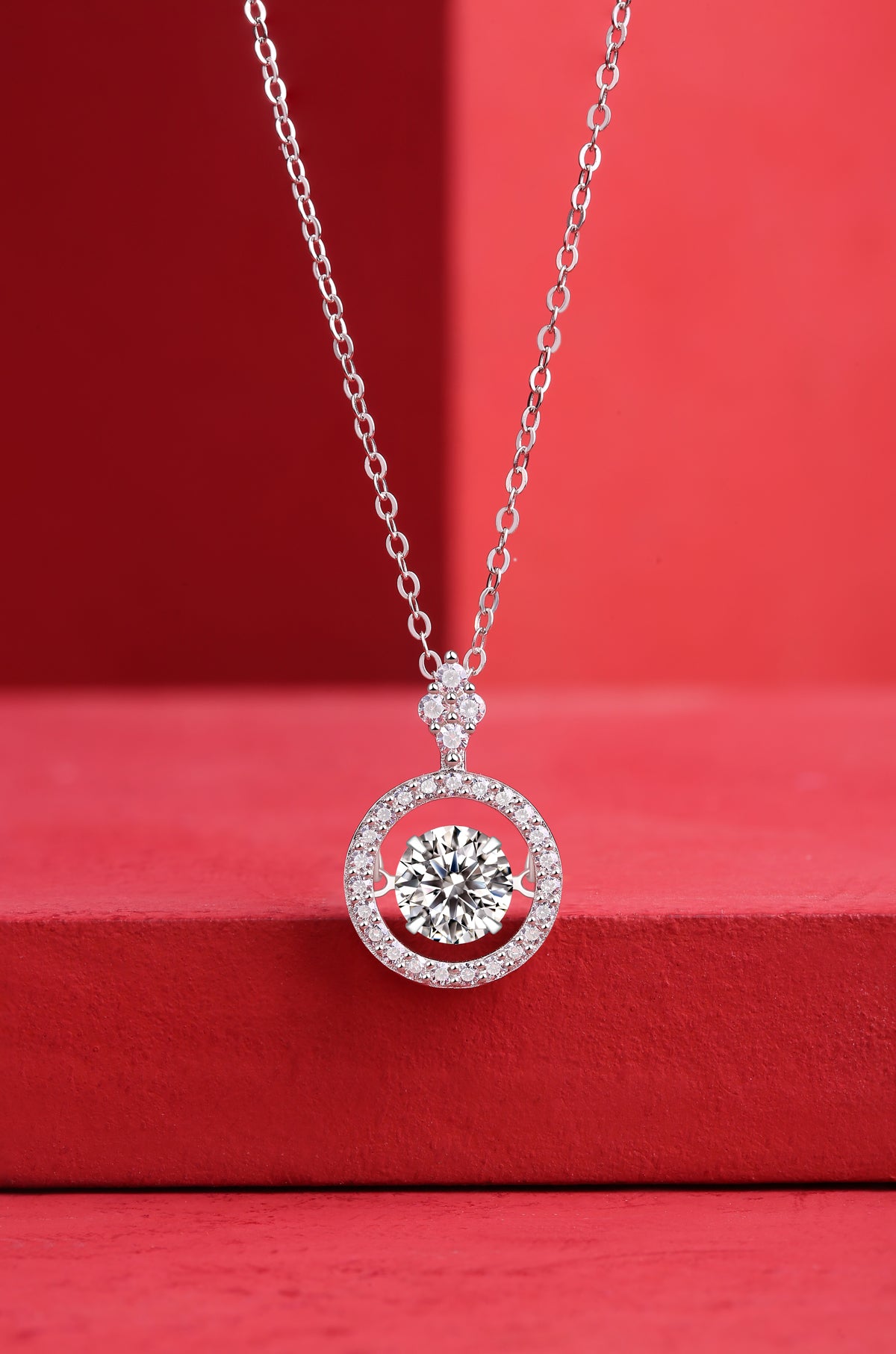 1-Carat Moissanite S925 Sterling Silver Necklace Pendant Set with Platinum Plating