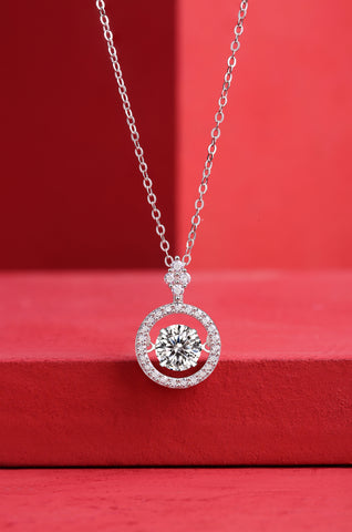 1-Carat Moissanite S925 Sterling Silver Necklace Pendant Set with Platinum Plating
