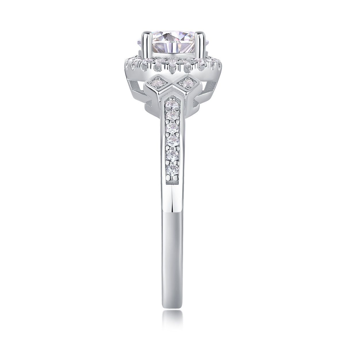S925 Silver Moissanite Large Diamond Ring Luxury Fashion Design