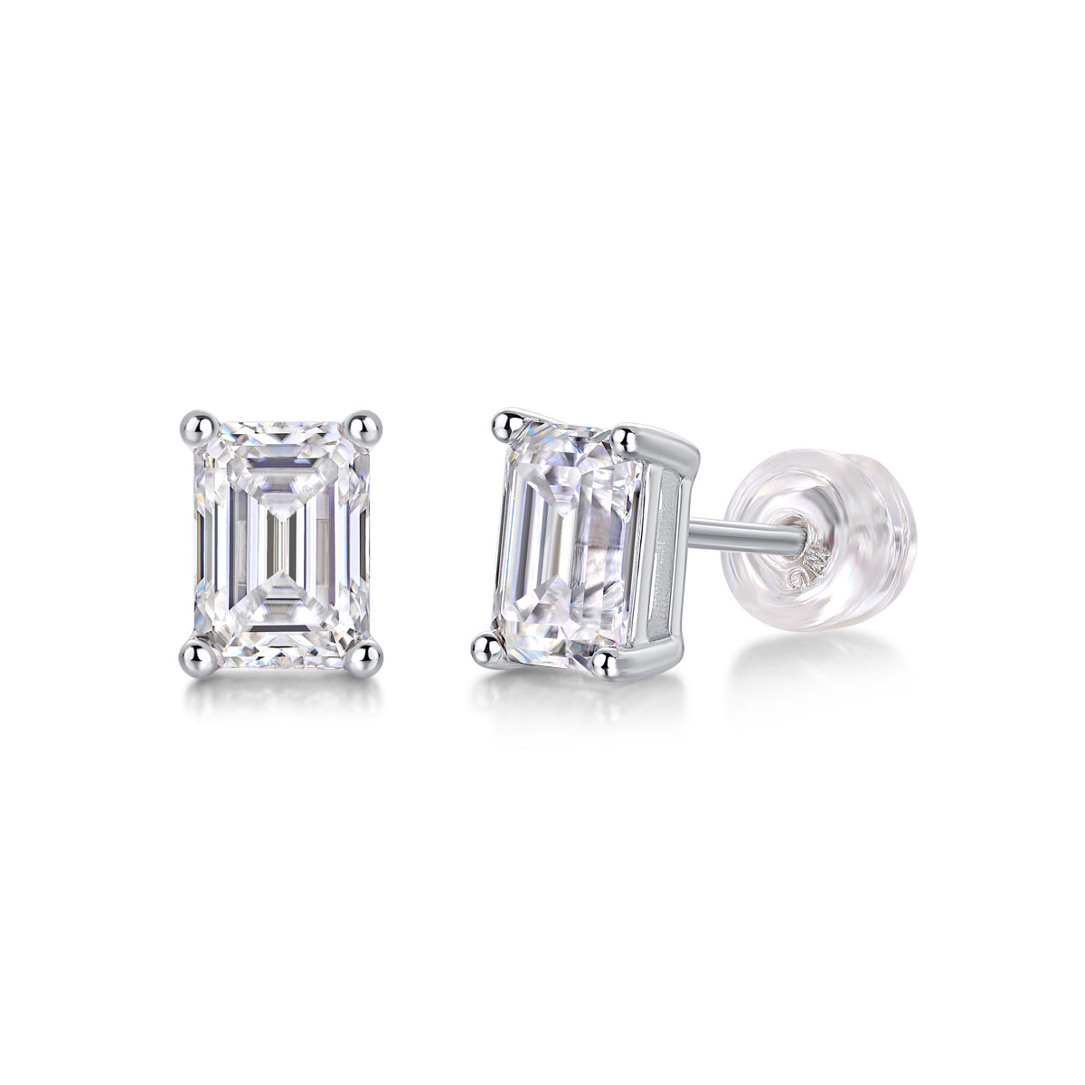 Octagonal Moissanite Stud Earrings in S925 Silver