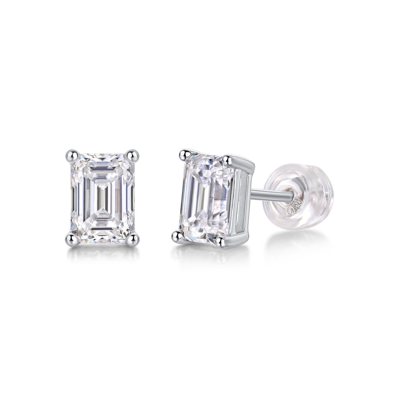 Octagonal Moissanite Stud Earrings in S925 Silver - Modern & Elegant - 1