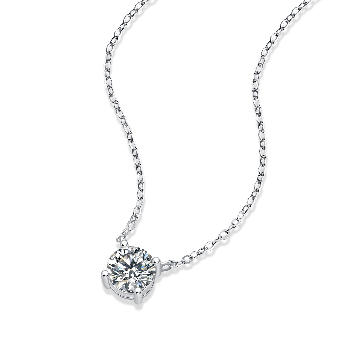 Affordable S925 Sterling Silver Necklace Pendant Set with 1-Carat and 2-Carat Moissanite Diamonds