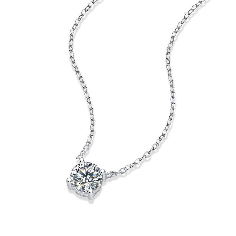 Affordable S925 Sterling Silver Necklace Pendant Set with 1-Carat and 2-Carat Moissanite Diamonds - 2