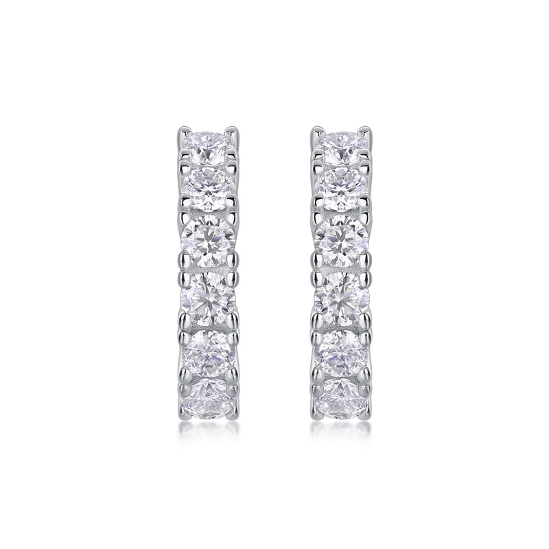 S925 Sterling Silver Moissanite Hoop Earrings Set Elegant Platinum-Plated Design - 1