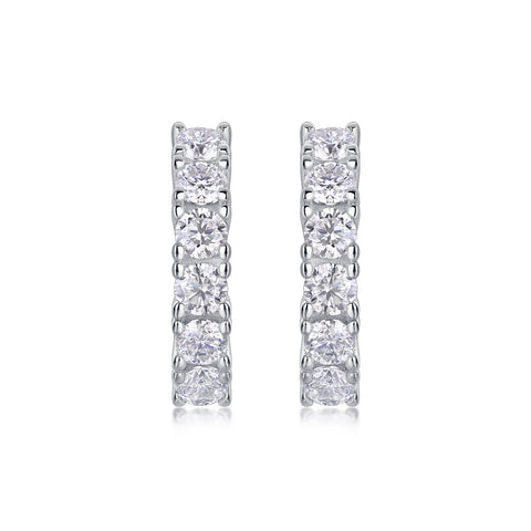 S925 Sterling Silver Moissanite Stud Earrings Set Elegant Platinum-Plated Hoop Design