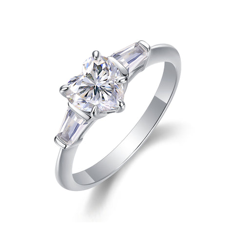 Heart-Shaped Moissanite Silver Ring S925 Luxury Fine Jewelry