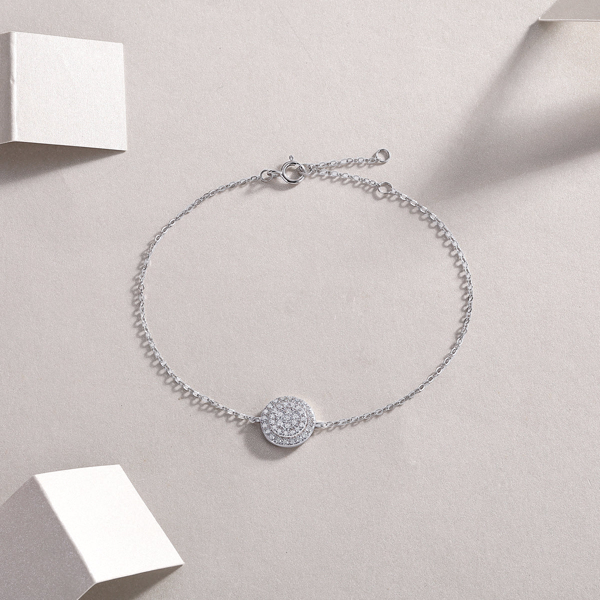 S925 Silver Moissanite Circle Pendant Bracelet Elegant Fine Jewelry
