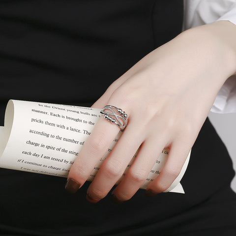 Adjustable Double-Layer Open Design Copper Ring for Women