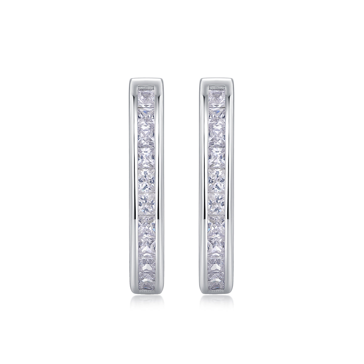 S925 Sterling Silver Moissanite Hoop Earrings Set Elegant Platinum-Plated Studs