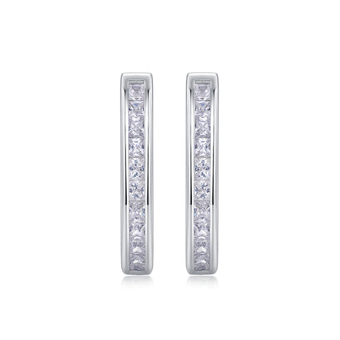 S925 Sterling Silver Moissanite Hoop Earrings Set Elegant Platinum-Plated Studs