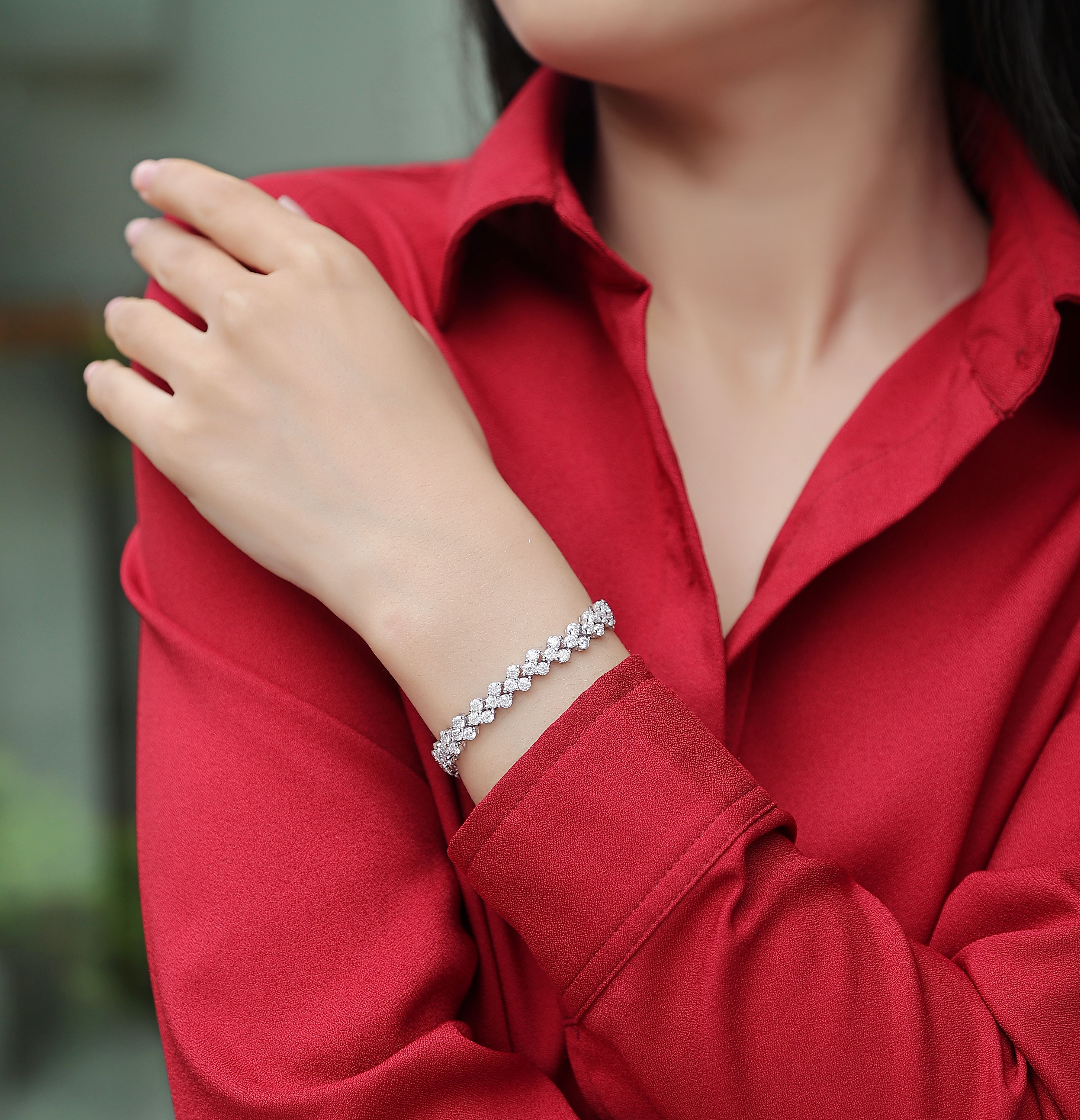 S925 Silver Moissanite Bracelet Luxury Fashion Sparkling Tennis Chain