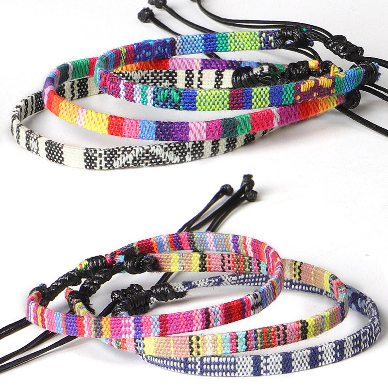 Bohemian Hand Woven Rainbow Color Cloth Anklet - 2