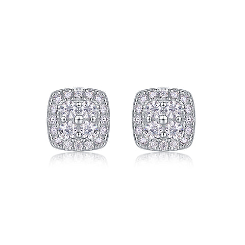 S925 Sterling Silver Moissanite Square Stud Earrings Luxury Design