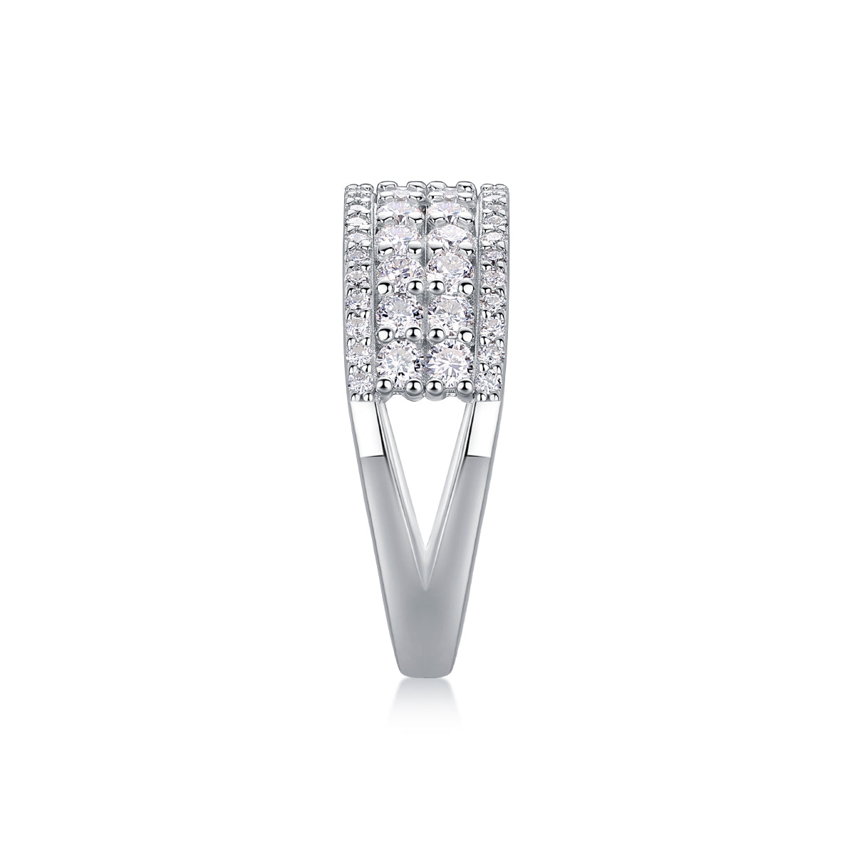 Multi-row Moissanite Silver Ring Luxury Fashion Fine Jewelry