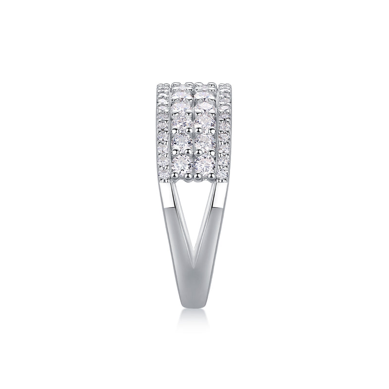 Multi-row Moissanite Silver Ring in S925 Sterling Silver Modern & Elegant Design - 2